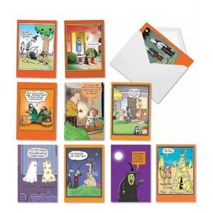 10 Funny Halloween Cards Assorted - Halloween Humor w/ 5x7" Envelopes